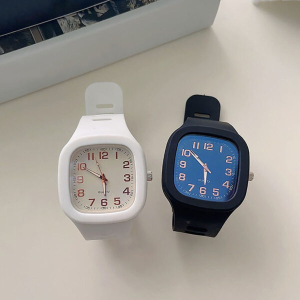 rygai Wrist Watch Square Dial Electronic Pointer Temperament 30M Waterproof Pin Buckle Digital Dial Casual Wrist Watch Clothing Gift,White
